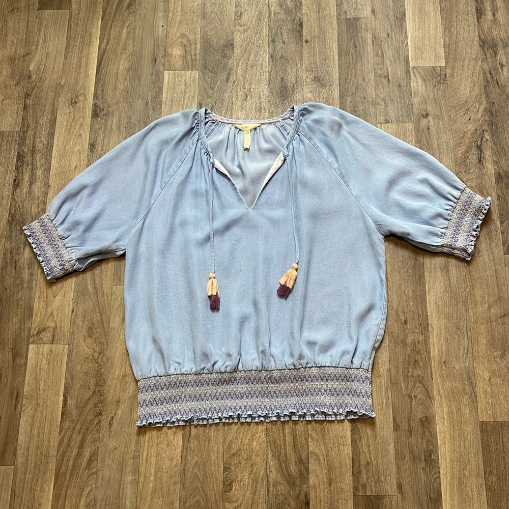 Matilda Jane Maysville Chambray Peasant Top Size Large